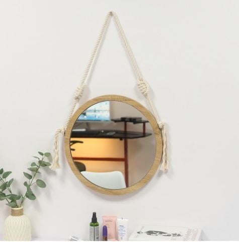 Gương Trang Điểm Treo Tường Tròn khung gỗ MDF với thiết kế đơn giản, tinh tế cho không gian trang điểm hiện đại - GP242