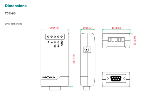  Bộ chuyển đổi RS232 sang RS422/ RS485 Moxa TCC-80 