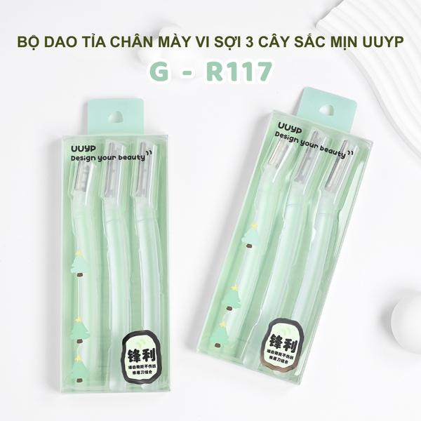  Bộ 3 Dao Cạo Lông Mày UUYP R117 Thiết Kế Răng Cưa Vi Chạm Bảo Vệ 