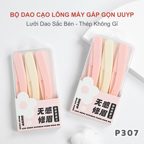  Bộ 3 Dao Cạo Lông Mày UUYP P307 Thiết Kế Gấp Gọn Tiện Lợi Có Răng Cưa Bảo Vệ 