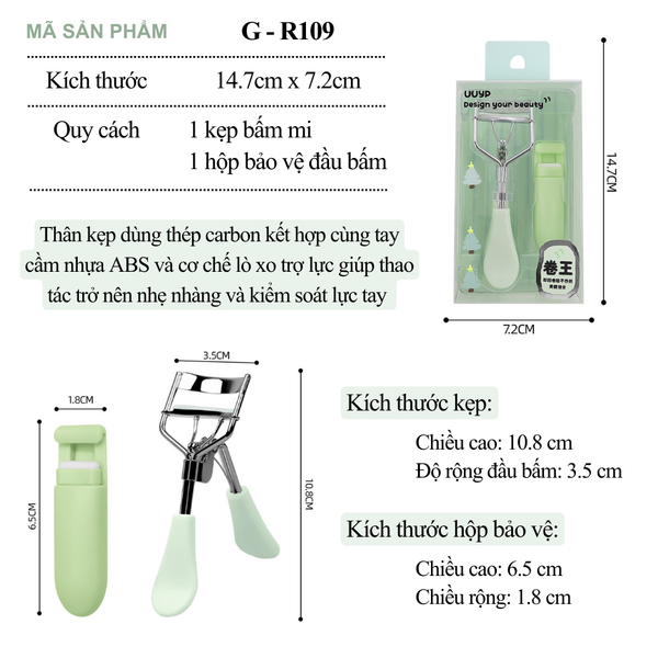  Bộ 2 Kẹp Bấm Mi UUYP R109 Bấm Toàn Diện & Bấm Góc Chi Tiết Định Hình Mi Cong 