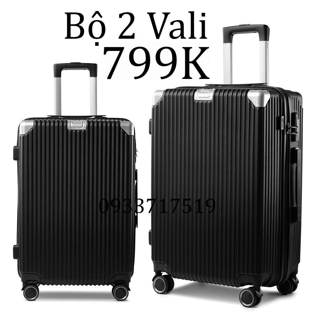 Bộ 2 Vali Chống Va Đập Tốt U218 Đen