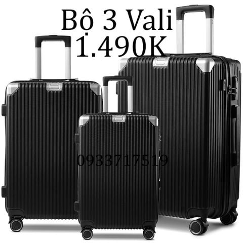 Bộ 3 Vali Chống Va Đập Tốt U218 Đen