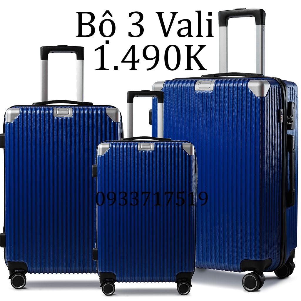 Bộ 3 Vali Chống Va Đập Tốt U218 Xanh Than