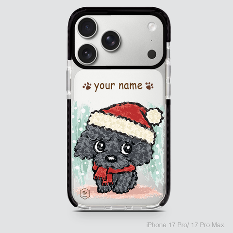 PETS - BLACK POODLE & RED HAT