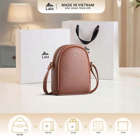  Hộp quà tặng túi đeo chéo nữ Lata HN115 Màu Bò đậm 