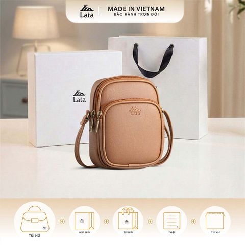  Hộp quà tặng túi đeo chéo nữ Lata HN117 Màu Bò nhạt 
