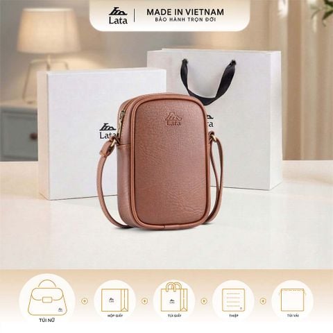  Hộp quà tặng túi đeo chéo nữ Lata HN124 Màu Bò đậm 