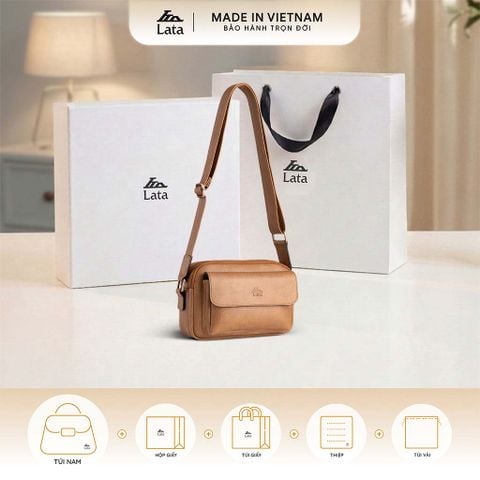  Hộp quà tặng túi đeo chéo nam Lata TN26 Màu Bò nhạt 