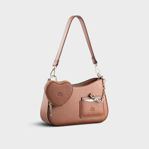 Túi Lata (Thời trang nữ vintage phối ví trái tim kèm gương mini size 24 - Túi đeo chéo HN136)