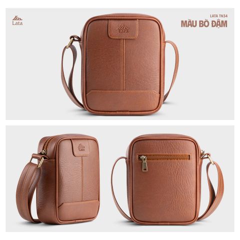  Hộp quà tặng túi đeo chéo nam Lata TN34 Màu Bò đậm 