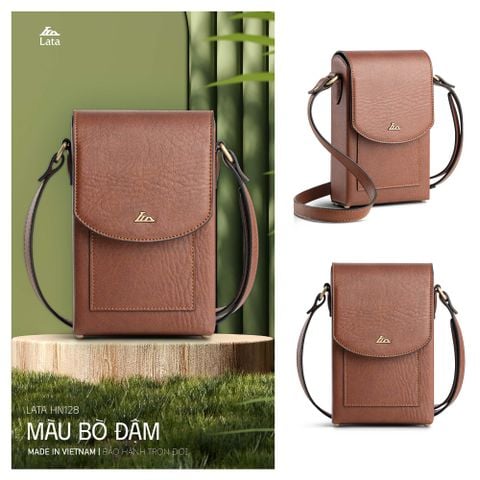 Hộ quà tặng túi đeo chéo nữ Lata HN128 Màu Bò đậm