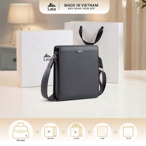Hộp quà tặng túi đeo chéo nam Lata TN28 Màu Đen