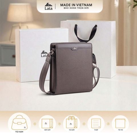 Hộp quà tặng túi đeo chéo nam Lata TN28 Màu Nâu