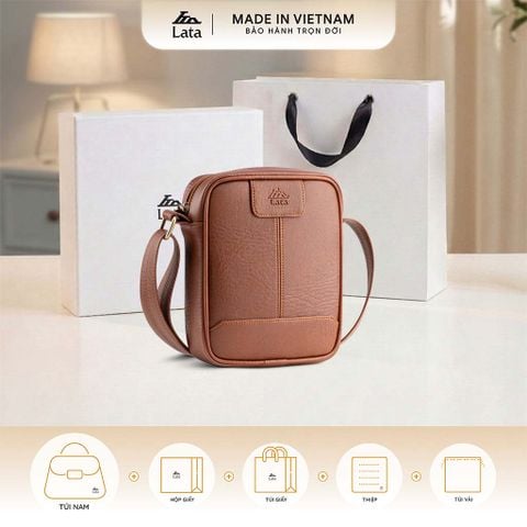  Hộp quà tặng túi đeo chéo nam Lata TN34 Màu Bò đậm 