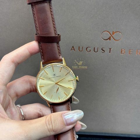  Đồng hồ AUGUST BERG nam 10140D02LBN11- Serenity Shine Gold 40mm - Dây Da Ý - Vàng 