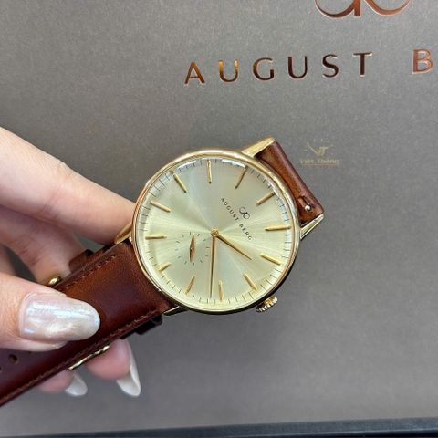  Đồng hồ AUGUST BERG nam 10140D02LBN11- Serenity Shine Gold 40mm - Dây Da Ý - Vàng 