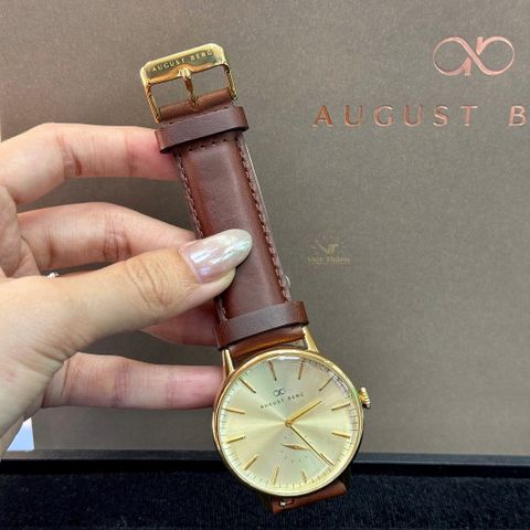  Đồng hồ AUGUST BERG nam 10140D02LBN11- Serenity Shine Gold 40mm - Dây Da Ý - Vàng 