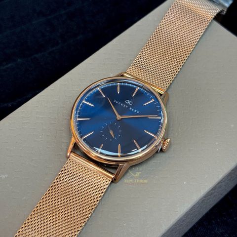  Đồng hồ AUGUST BERG nam 10140A05MRG- Serenity Deep Blue 40mm - Dây Kim Loại Mesh - Vàng Hồng 