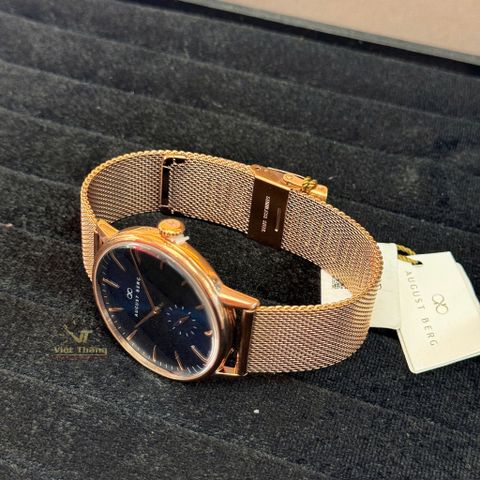  Đồng hồ AUGUST BERG nam 10140A05MRG- Serenity Deep Blue 40mm - Dây Kim Loại Mesh - Vàng Hồng 