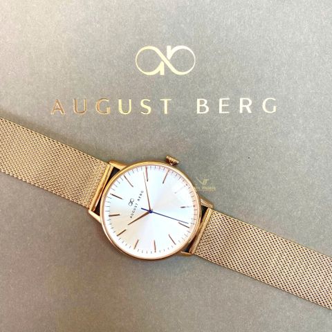  Đồng hồ AUGUST BERG nam 10240B08MRG- Serenity Simply 40mm - Dây Kim Loại Mesh - Vàng Hồng 