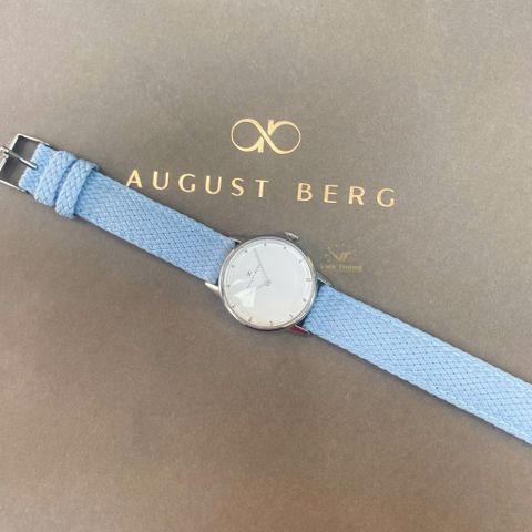  Đồng hồ AUGUST BERG nữ 10332E03VLBL- Serenity Blanc Dot 32mm - Dây Perlon - Xanh Nhạt - Màu Bạc 
