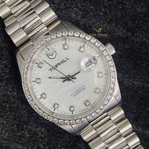  ĐỒNG HỒ TOPHILL TW095G.M1238 Nam dây thép 316L Máy automatic Kính sapphire 5ATM 