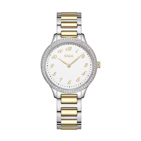  Saga Super Slim 54540-SVWTTTG-2 – Nữ – Quartz (Pin) – Mặt Số 32mm – Kính Cứng – Đính 72 Viên Pha Lê Cao Cấp – Thiết Kế Siêu Mỏng 