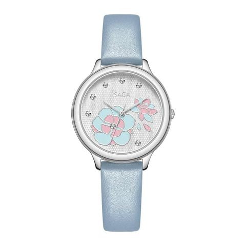  Saga Chroma Dance 54390-SVWTBL-2 – Nữ – Quartz (Pin) – Mặt Số 34mm – Kính Cứng – Mặt Số Đổi Màu, Đính Pha Lê 