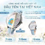  Saga Chroma Dance 54390-SVWTBL-2 – Nữ – Quartz (Pin) – Mặt Số 34mm – Kính Cứng – Mặt Số Đổi Màu, Đính Pha Lê 