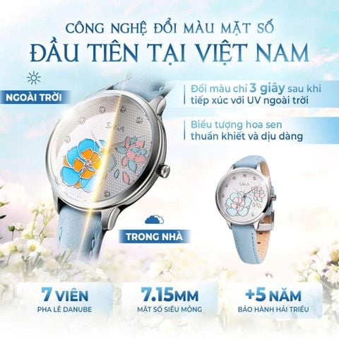  Saga Chroma Dance 54390-SVWTBL-2 – Nữ – Quartz (Pin) – Mặt Số 34mm – Kính Cứng – Mặt Số Đổi Màu, Đính Pha Lê 