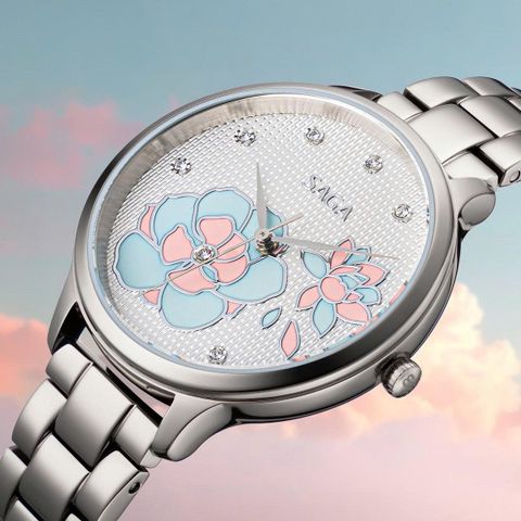  Saga Chroma Dance 54390-SVWTSV-2 – Nữ – Quartz (Pin) – Mặt Số 34mm – Kính Cứng – Mặt Số Đổi Màu 