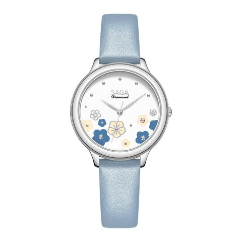  Saga Chroma Dance 54390-SVCRBL-2 – Nữ – Quartz (Pin) – Mặt Số 34mm – Kính Cứng – Mặt Số Đổi Màu – Đính Kim Cương 