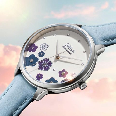  Saga Chroma Dance 54390-SVCRBL-2 – Nữ – Quartz (Pin) – Mặt Số 34mm – Kính Cứng – Mặt Số Đổi Màu – Đính Kim Cương 