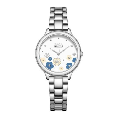  Saga Chroma Dance 54390-SVCRSV-2 – Nữ – Quartz (Pin) – Mặt Số 34mm – Kính Cứng – Mặt Số Đổi Màu – Đính Kim Cương 
