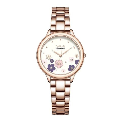  Saga Chroma Dance 54390-LGCRLG-2A – Nữ – Quartz (Pin) – Mặt Số 34mm – Kính Cứng – Mặt Số Đổi Màu – Đính Kim Cương 