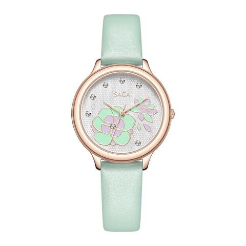  Saga Chroma Dance 54390-LGWTGR-2 – Nữ – Quartz (Pin) – Mặt Số 34mm – Kính Cứng – Mặt Số Đổi Màu, Đính Pha Lê 