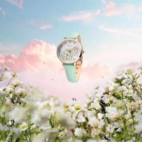  Saga Chroma Dance 54390-LGWTGR-2 – Nữ – Quartz (Pin) – Mặt Số 34mm – Kính Cứng – Mặt Số Đổi Màu, Đính Pha Lê 