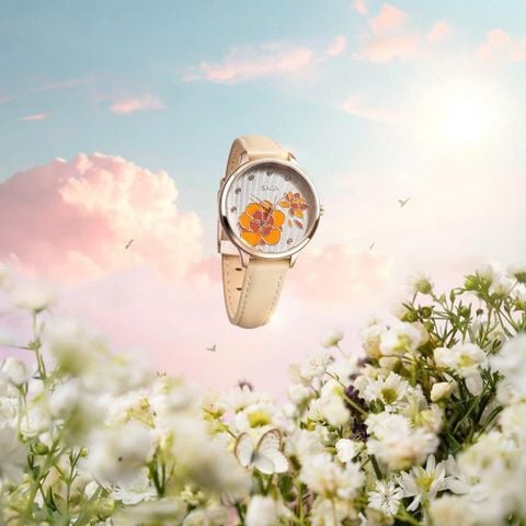  Saga Chroma Dance 54390-LGWTYL-2 – Nữ – Quartz (Pin) – Mặt Số 34mm – Kính Cứng – Mặt Số Đổi Màu, Đính Pha Lê 