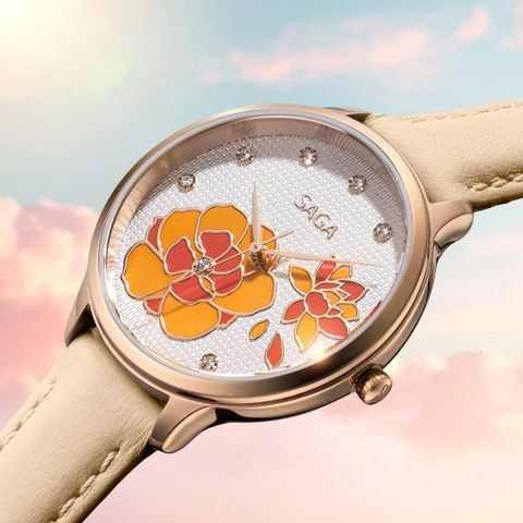  Saga Chroma Dance 54390-LGWTYL-2 – Nữ – Quartz (Pin) – Mặt Số 34mm – Kính Cứng – Mặt Số Đổi Màu, Đính Pha Lê 