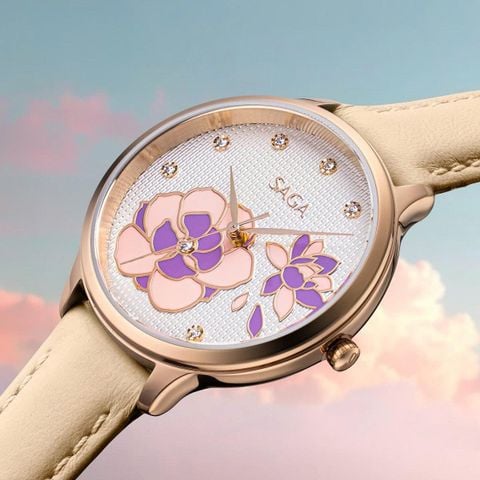  Saga Chroma Dance 54390-LGWTYL-2 – Nữ – Quartz (Pin) – Mặt Số 34mm – Kính Cứng – Mặt Số Đổi Màu, Đính Pha Lê 