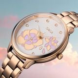  Saga Chroma Dance 54390-LGWTLG-2A – Nữ – Quartz (Pin) – Mặt Số 34mm – Kính Cứng – Mặt Số Đổi Màu, Đính Pha Lê 