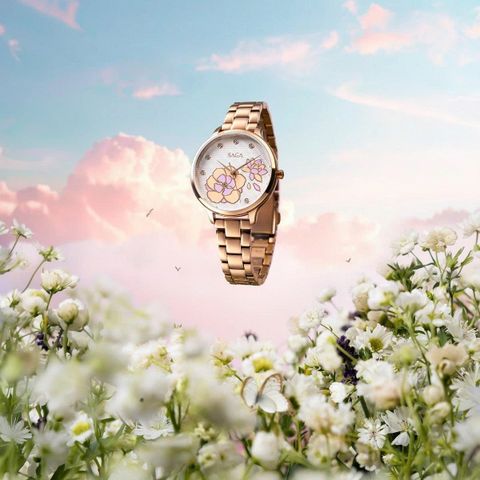  Saga Chroma Dance 54390-LGWTLG-2A – Nữ – Quartz (Pin) – Mặt Số 34mm – Kính Cứng – Mặt Số Đổi Màu, Đính Pha Lê 