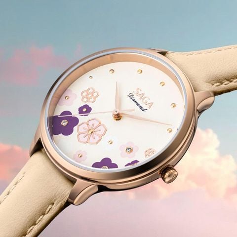  Saga Chroma Dance 54359-LGCRYL-2 – Nữ – Quartz (Pin) – Mặt Số 34mm – Kính Cứng – Mặt Số Đổi Màu – Đính Kim Cương 