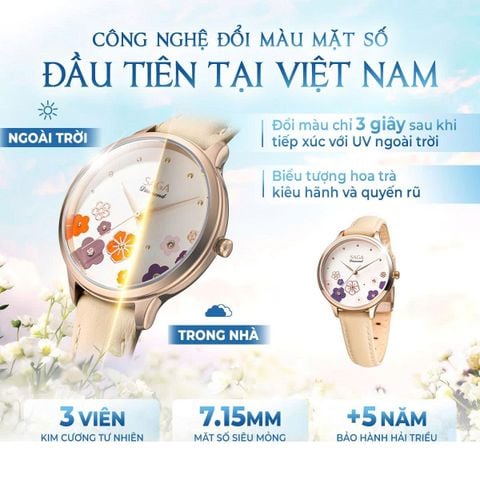  Saga Chroma Dance 54359-LGCRYL-2 – Nữ – Quartz (Pin) – Mặt Số 34mm – Kính Cứng – Mặt Số Đổi Màu – Đính Kim Cương 