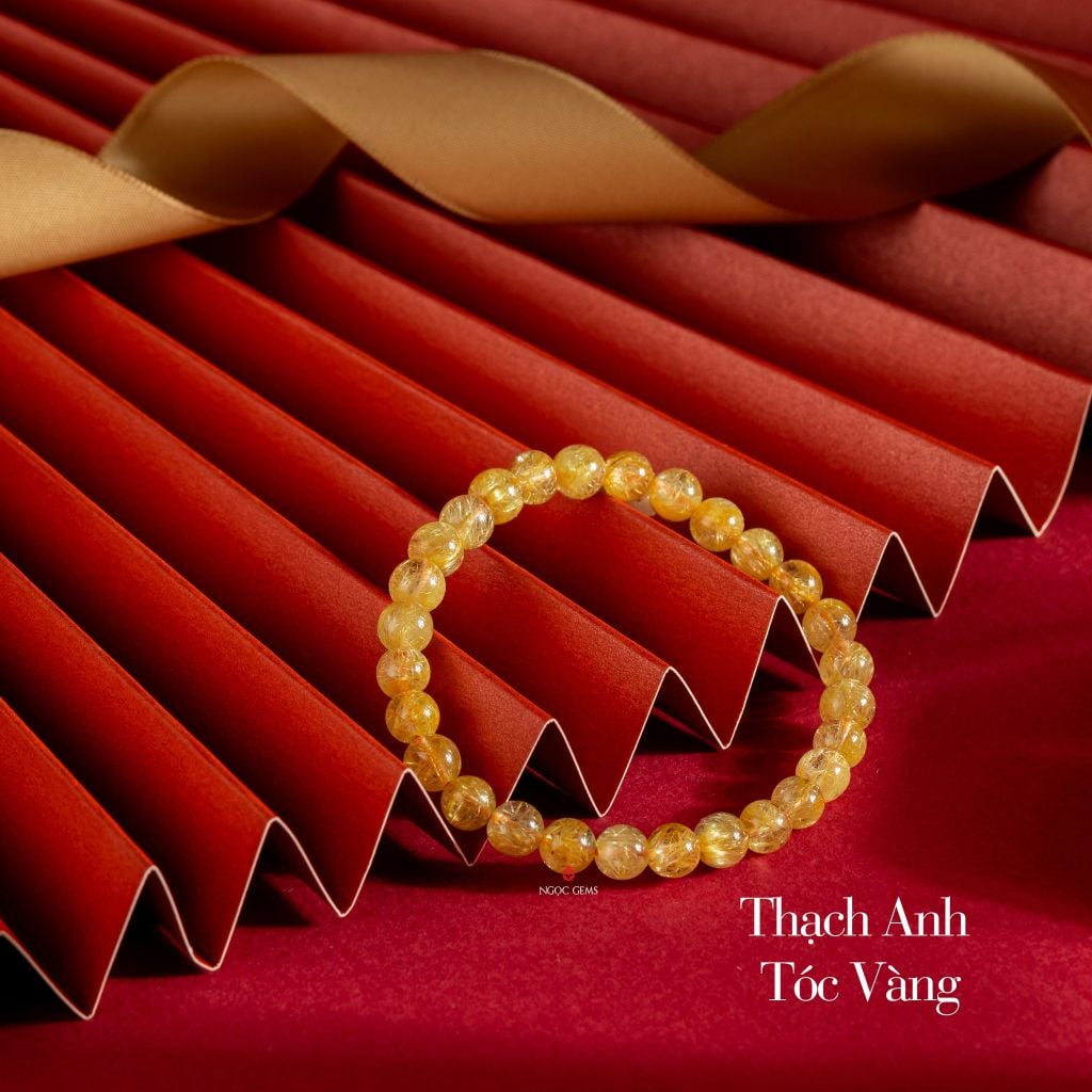 Vòng Tay Đá Thạch anh Tóc Vàng A+