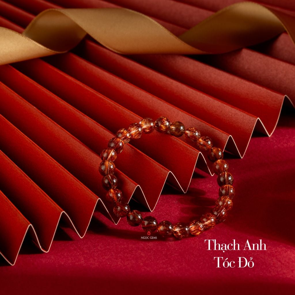 Vòng Tay Đá Thạch Anh Tóc Đỏ A