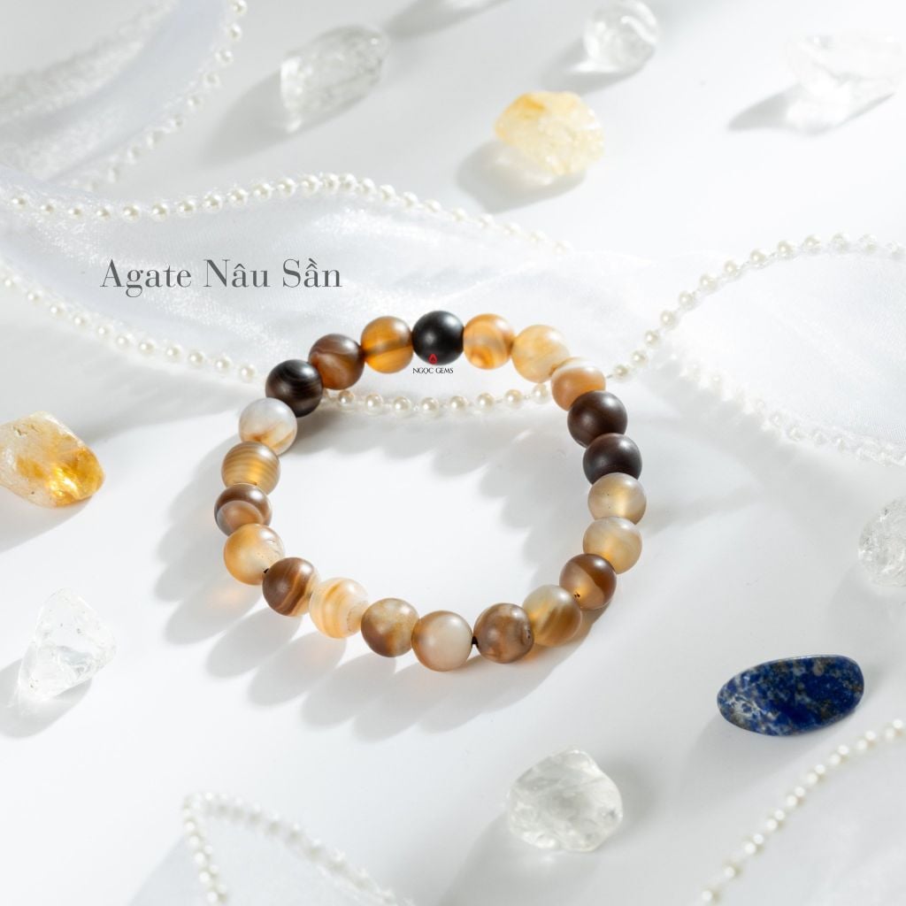 Vòng Tay Agate Nâu Sần