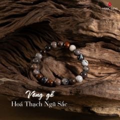 Vòng tay gỗ hoá thạch ngũ sắc