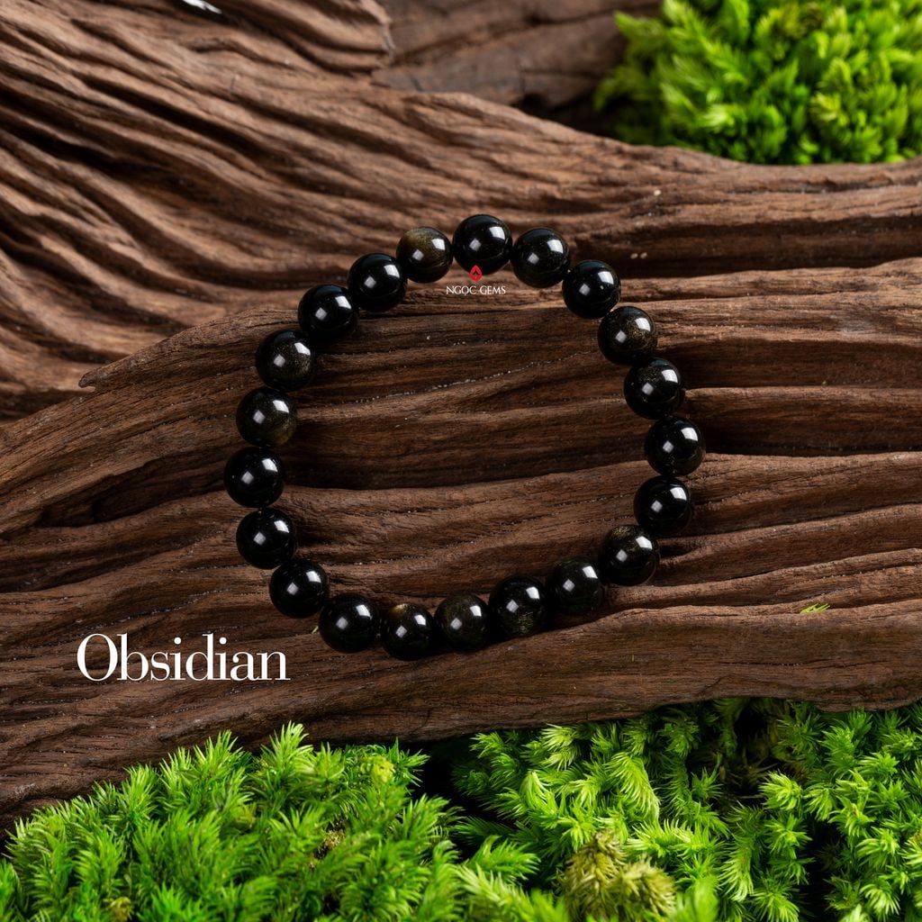 Vòng Tay Obsidian Ánh Vàng